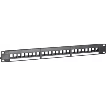 DSIT UTP Keystone Patch Panel, 24 prievadų be modulių, 1U 19 colių stovo tvirtinimui, juoda