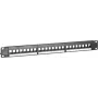 DSIT UTP Keystone Patch Panel, 24 prievadų be modulių, 1U 19 colių stovo tvirtinimui, juoda