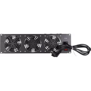 DSIT DS-FAN3FRONT 3U važiuoklės ventiliatorių blokas su 3 ventiliatoriais 19 colių stelažams, juodas