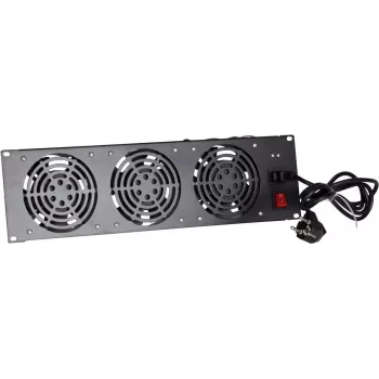 DSIT DS-FAN3FRONT 3U važiuoklės ventiliatorių blokas su 3 ventiliatoriais 19 colių stelažams, juodas