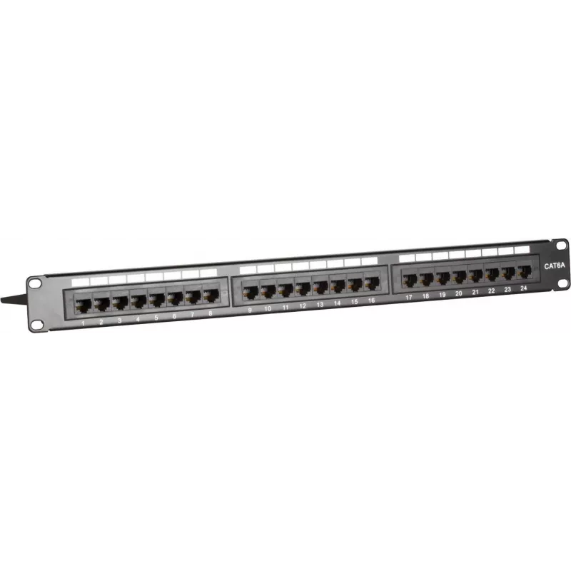 DSIT DS-Patch6a-24UTP 24 prievadų CAT6a UTP skydinė plokštė, 19 inch 1U, 10GbE, PoE+