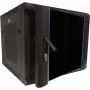 DSIT DS6609ZP 9U 19 colių sieninis serverio spintos korpusas su stiklo durimis ir perforuotais šoniniais skydais, 600x600x501 mm, juodas