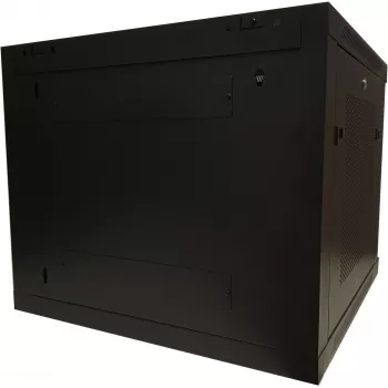 DSIT DS6609ZP 9U 19 colių sieninis serverio spintos korpusas su stiklo durimis ir perforuotais šoniniais skydais, 600x600x501 mm, juodas
