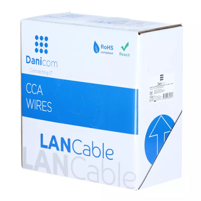 DSIT CAT6 S/FTP 50m laidas ant ritės, pilkas, CCA (DC-SFTP6CCA50-GRY)
