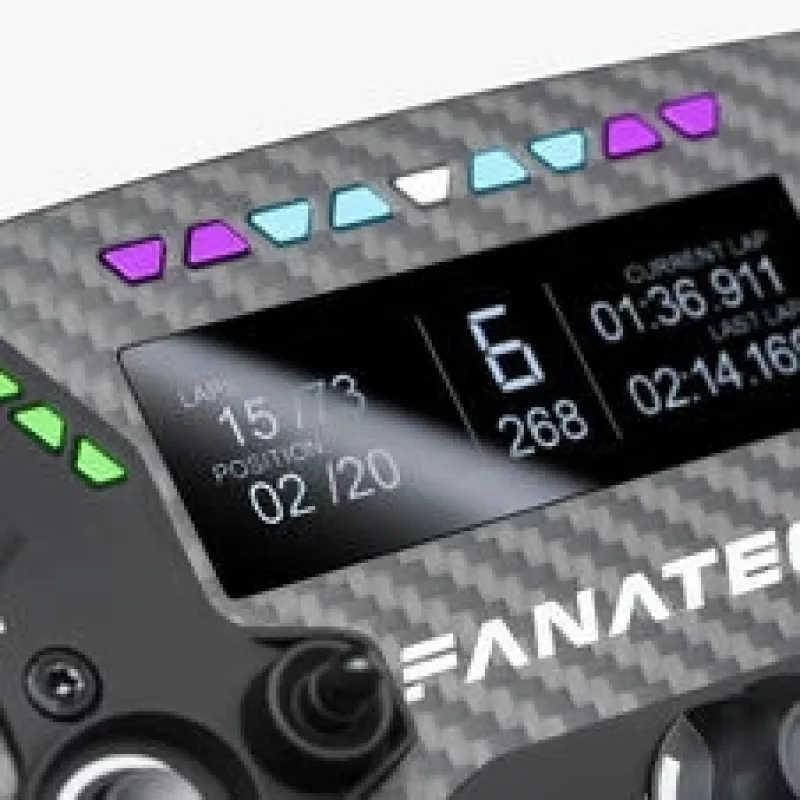 Fanatec ClubSport Formula V3 vairas, 290 mm, 2,7 colio OLED ekranas, RGB RevLED, magnetiniai perjungikliai, anglies pluoštas, Alcantara, juodas