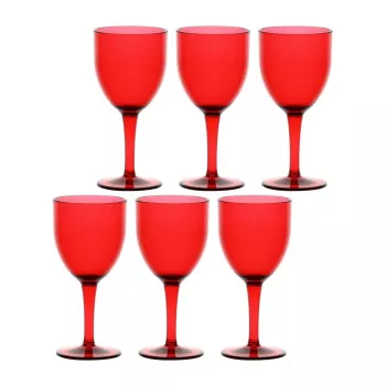 ROSE&TULIPANI FIABA 6 akrilo vyno taurių rinkinys 400 ml, raudonas
