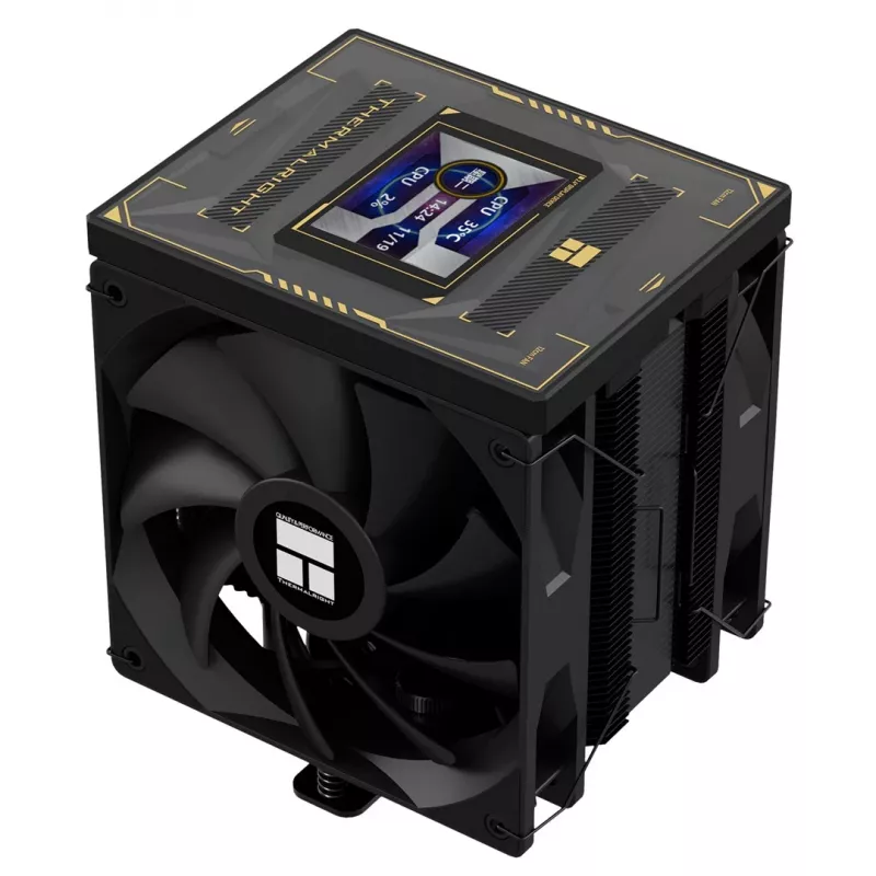 Thermalright Burst Assassin 120 Vision Black ARGB procesoriaus aušintuvas su TFT-LCD ekranu, 6 šilumos vamzdeliais, 220W TDP, 120mm PWM ventiliatoriumi, Intel LGA1700/1200/115X/2011/2066, AMD AM5/AM4