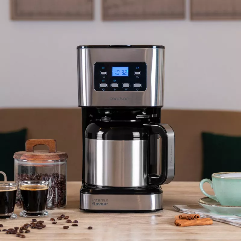 Cecotec Coffee 66 Drop & Thermo Time lašininis kavos virimo aparatas, 1,2 l termosas, 950 W, nerūdijantis plienas/juoda