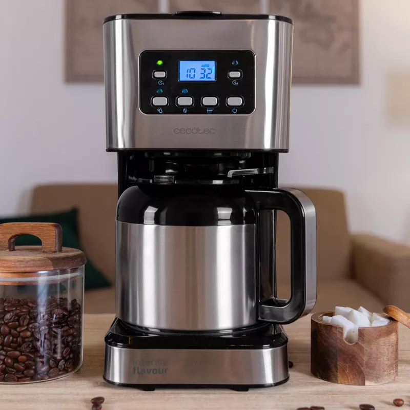 Cecotec Coffee 66 Drop & Thermo Time lašininis kavos virimo aparatas, 1,2 l termosas, 950 W, nerūdijantis plienas/juoda