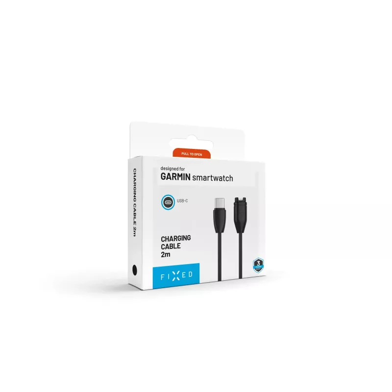 FIXED USB-C į Garmin įkrovimo laidas 2m juodas - Forerunner Fenix Venu Vivoactive Instinct
