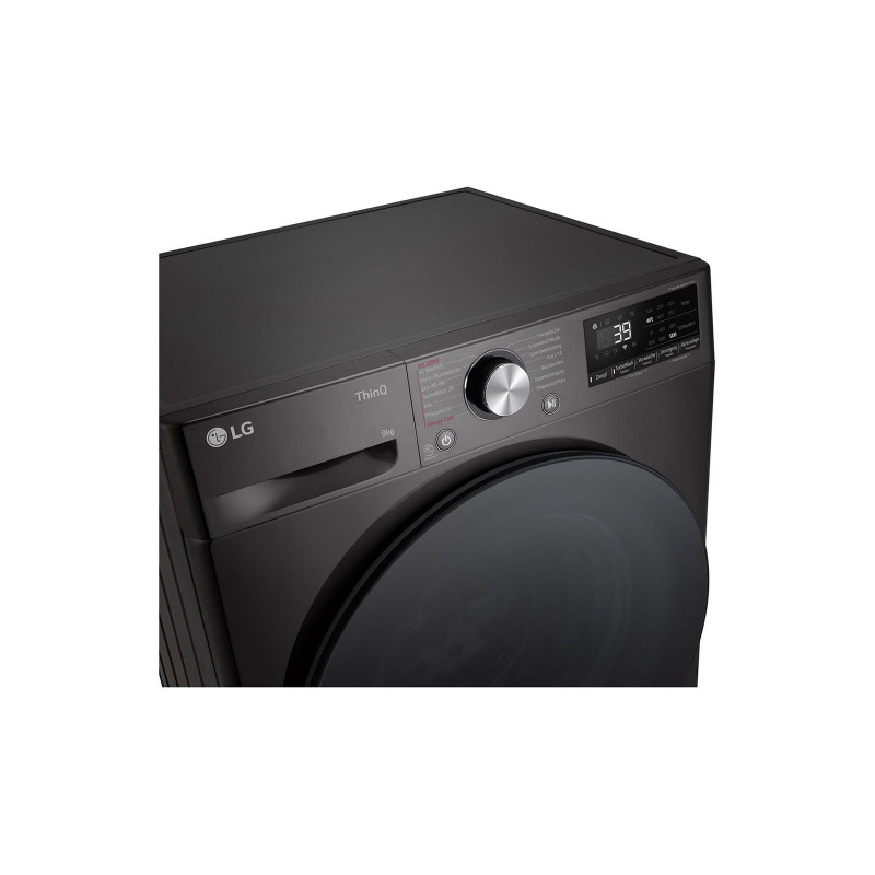 LG F2V7SLIM9B Slim-Fit 9 kg skalbimo mašina su AI DD ir Steam – balta