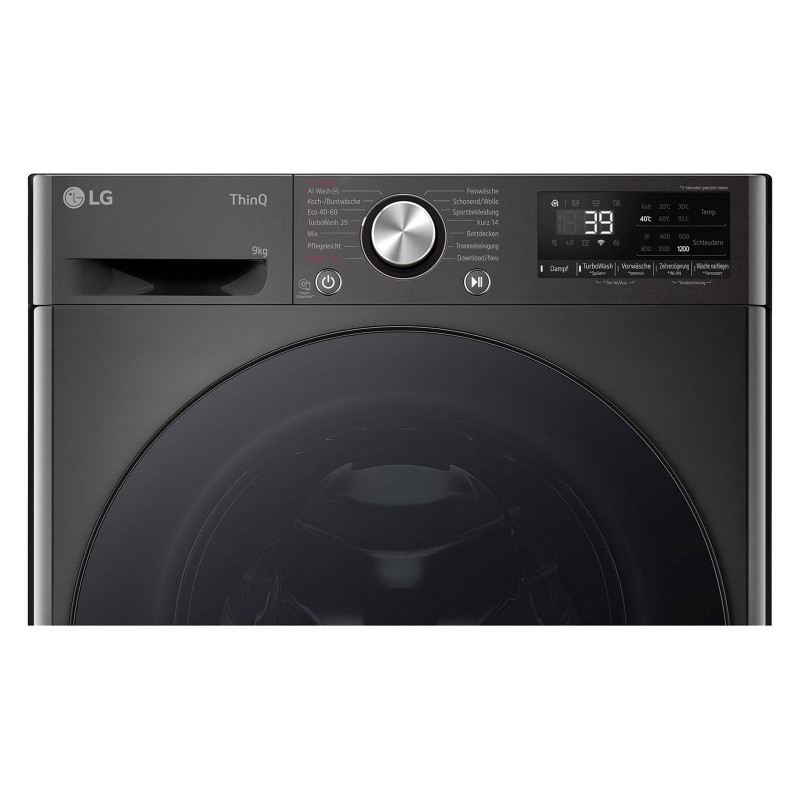 LG F2V7SLIM9B Slim-Fit 9 kg skalbimo mašina su AI DD ir Steam – balta