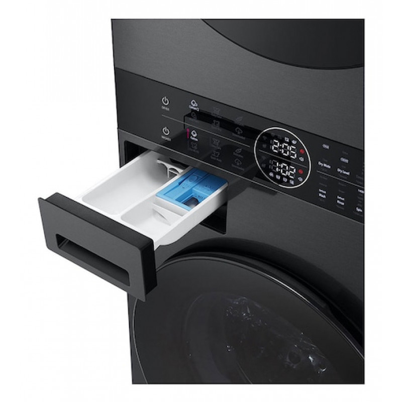 LG ELECTRONICS WashTower WT1210BBF (WiFi) 12kg/10kg Skalbimo ir džiovinimo kombinuotas įrenginys su AI DD™, Steam+ ir ezDispense™ – Black Steel