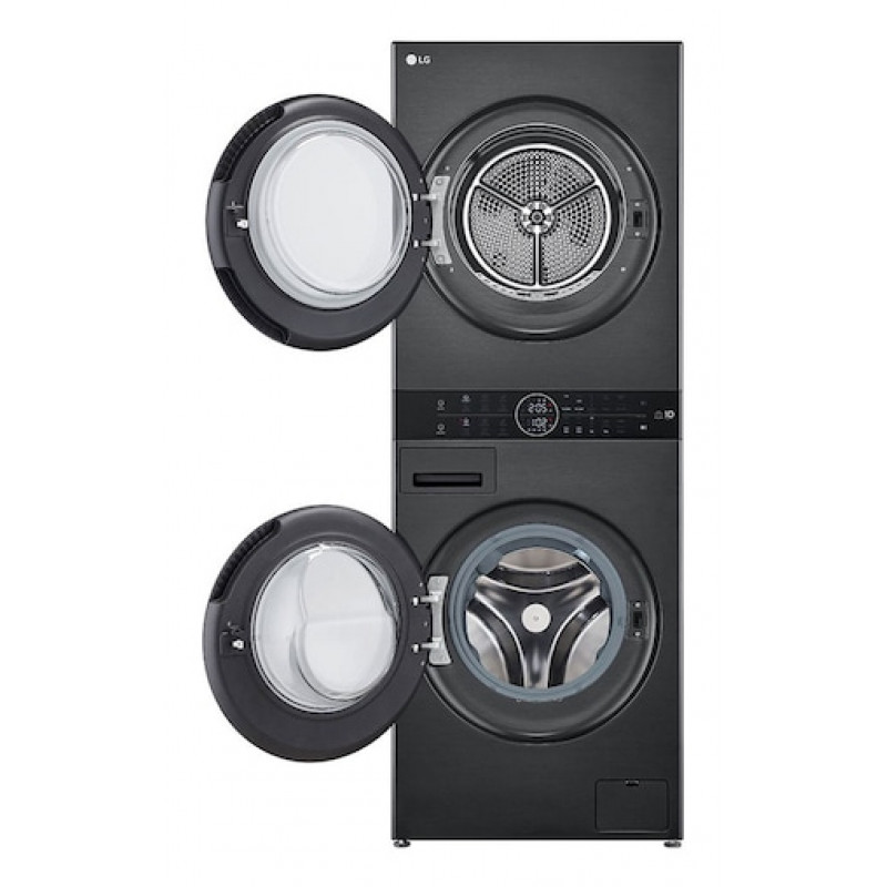 LG ELECTRONICS WashTower WT1210BBF (WiFi) 12kg/10kg Skalbimo ir džiovinimo kombinuotas įrenginys su AI DD™, Steam+ ir ezDispense™ – Black Steel
