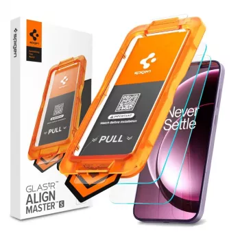 SPIGEN AlignMaster GLAS.tR Slim AC 2 vnt. grūdinto stiklo ekrano apsauga, skirta OnePlus 15 - permatoma