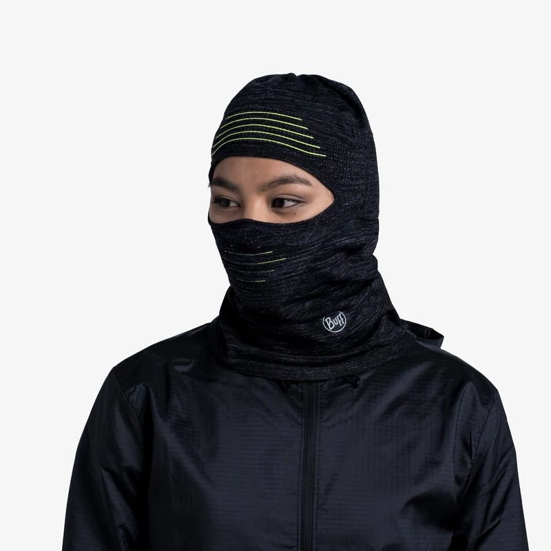 BUFF DryFlx Pro balaclava - juoda, besiūlė, 4 krypčių tempimo, šiluminė, atšvaitais
