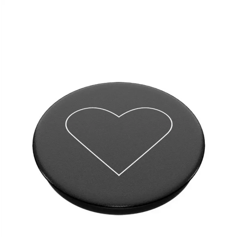 PopSockets PopGrip Standard - balta širdelė ant juodo
