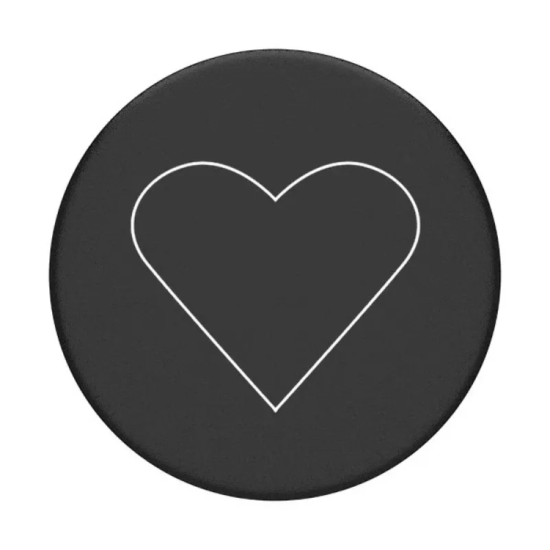 PopSockets PopGrip Standard - balta širdelė ant juodo