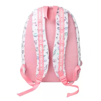 KIDS Wow Holo Holografinė mergaičių mokyklinė kuprinė, didelė A4, rožinė su pomponu - Wow00022