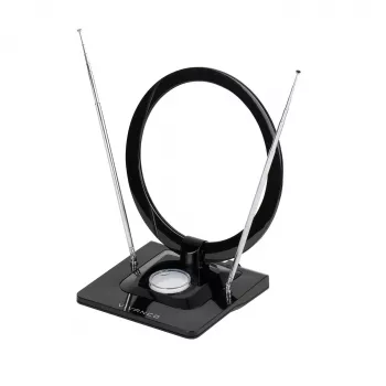 Vivanco VVTVANTSCIRCLE vidaus DVB-T2/DAB+ plokščia antena su 4G/5G filtru, juoda