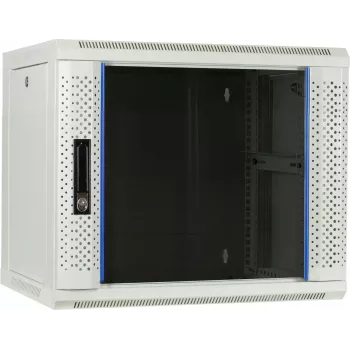 DSIT 9U sieninis serverių spintos su stiklo durimis, balta, 600x450x500 mm