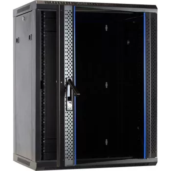 DSIT DS6415 15U sieninis serverių kabinetas su stiklo durimis, 600x450x770 mm, juodos spalvos