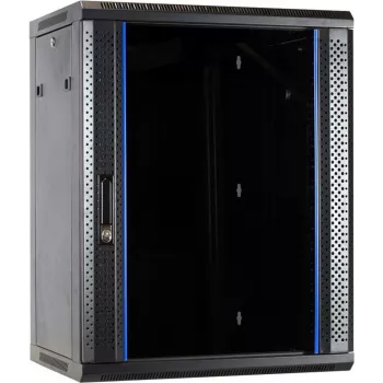 DSIT DS6415 15U sieninis serverių kabinetas su stiklo durimis, 600x450x770 mm, juodos spalvos