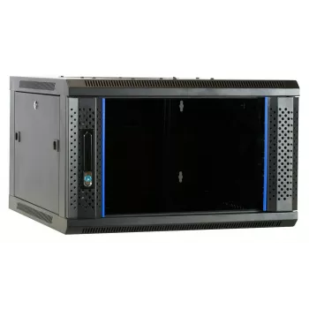 DSIT DS6606 6U montuojamas ant sienos serverių kabinetas su stiklo durimis, 600 x 600 x 368 mm, juodas