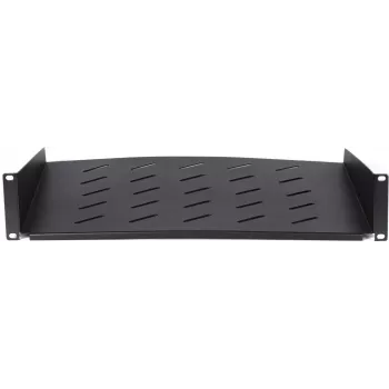 DSIT DS-FH2U400 2U fiksuota lentyna 600 mm gylio sieniniams stelažams, 400 mm gylio, juoda