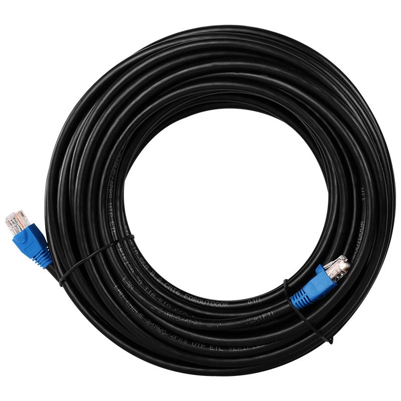 DSIT DANICOM CAT6 Outdoor UTP kabelis – 75 m, juodas, 100% varis, atsparus UV spinduliams, 23 AWG, tinklo laidas ritėje (DC-OUT-60-750)