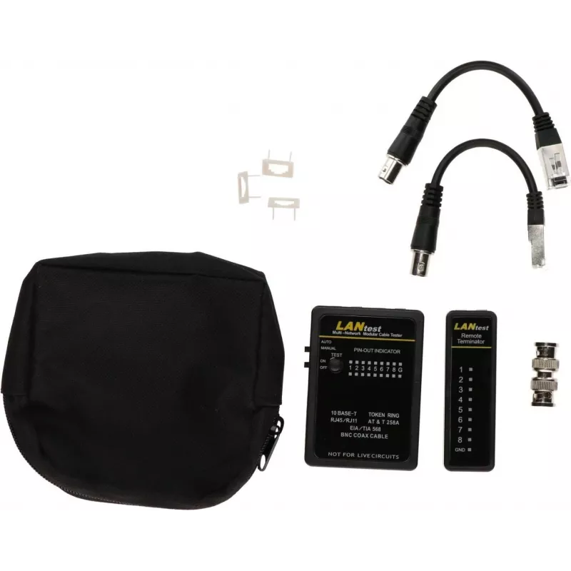 DSIT DC-CABLETEST-PRO tinklo kabelių testeris U/UTP, F/UTP ir SF/UTP, Cat5/Cat6, RJ45, LED laidų schema, ekrano tęstinumas, iki 300 m
