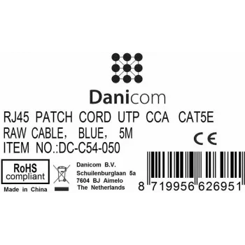 DSIT CAT 5e U/UTP tinklo kabelis, 5m, mėlynas, CCA, RJ45 (DC-C54-050)