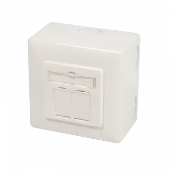 DSIT DC-Wall-Out-STP6-I paviršinio montavimo Cat. 6/Class E ekranuotas dvigubas RJ45 lizdas, dramblio kaulo spalvos