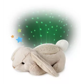Cloud b Twilight Buddies Bunny minkštas zuikis naktinė šviesa su projektoriumi, smėlio spalvos