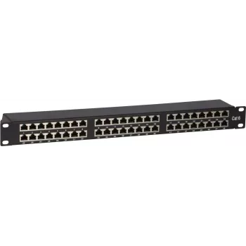 DS-IT CAT6 FTP 48 prievadų 19 inch 2U ekranuota skydinė lizdų plokštė, juoda