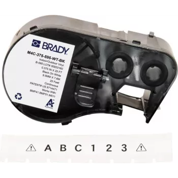 BRADY BMP41/BMP51/BMP53/M511 etikečių kasetė, PermaSleeve termosusitraukiantis poliolefinas, 38,1 mm x 2,44 m, balta su juodu spaudu, 3:1 susitraukimo santykis, B-427