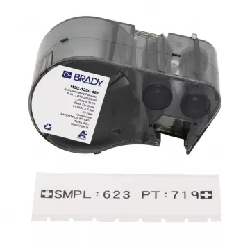 BRADY BMP51/BMP53/M511 savaiminio laminavimo vinilo laido žymeklio etiketė, balta/peršviečiama, 38,1 mm x 25,4 mm, 160 etikečių/ritinyje