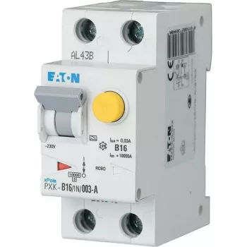 Eaton PXK-B16/1N/003-F RCBO kombinacinis jungiklis, B16 1P+N 30mA A tipo, 230V, 6kA, 2TE
