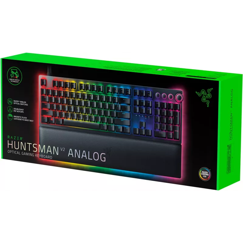 Laidinė žaidimų klaviatūra Razer Huntsman V2, Analog Optical jungikliai, šiaurietiškas išdėstymas, RGB, juoda (RZ03-03610600-R3N1)