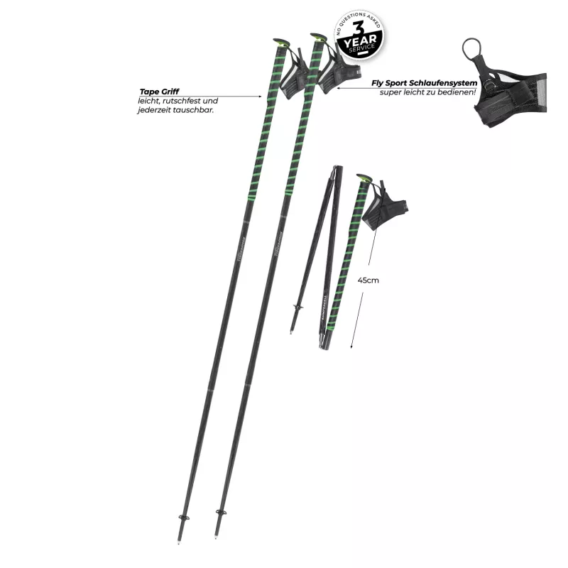 Komperdell FXP Composite Trail Running lazdos – žalios, 120 cm