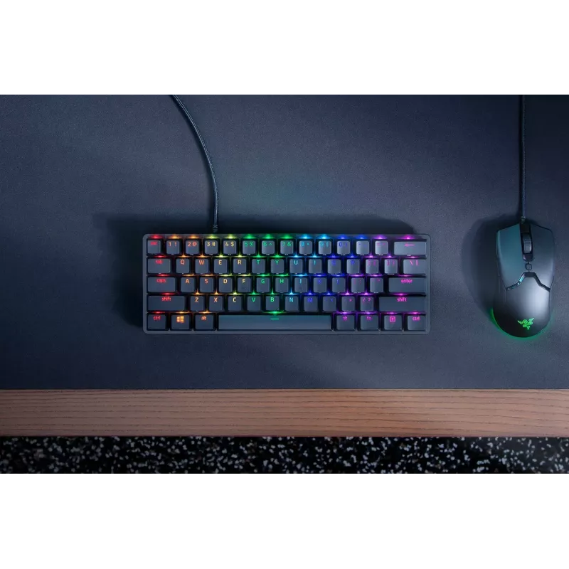 Laidinė optomechaninė žaidimų klaviatūra Razer Huntsman Mini 60%, šiaurietiškas išdėstymas, RGB, juoda (RZ03-03391300-R3N1)