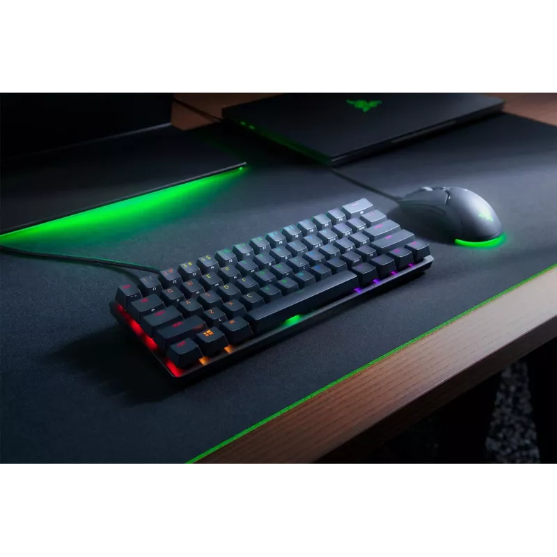 Laidinė optomechaninė žaidimų klaviatūra Razer Huntsman Mini 60%, šiaurietiškas išdėstymas, RGB, juoda (RZ03-03391300-R3N1)
