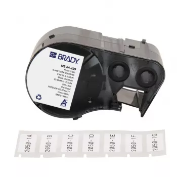 BRADY BMP51/BMP53/M511 savaiminio laminavimo vinilo etikečių kasetė, 25,4 mm x 6,4 m, balta/peršviečiama, B-499