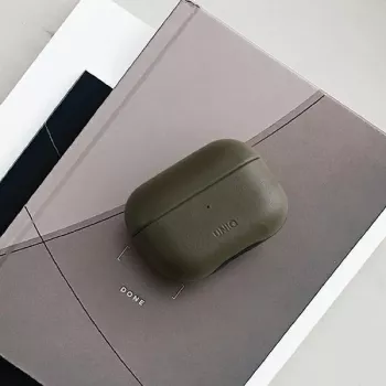 UNIQ Terra natūralios odos dėklas, skirtas Apple AirPods Pro – alyvuogių žalia