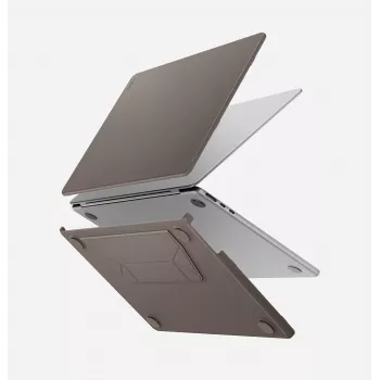 UNIQ Lyden Versa kietas folio dėklas, skirtas MacBook Air 13 inch (M2 2022 / M3 2024 / M4 2025 / M5 2026), pilkas