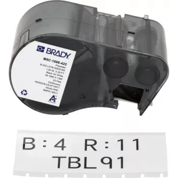 BRADY M5C-1500-422 ištisinė etikečių kasetė BMP51/BMP53/M511 - savaiminio laminavimo vinilas, 25,4 mm x 6,4 m, balta/pusiau peršviečiama