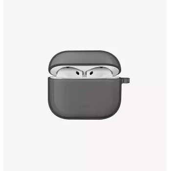 UNIQ Glase dėklas Apple AirPods 4 blizgantis dūminis
