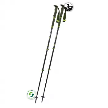Komperdell Carbon Pro Zero teleskopinės trekingo lazdos, anglies pluošto vamzdis su titanalio apatine dalimi, Powerlock 3.0, Trek Pro 280 putų rankena, keičiami Vario ratukai