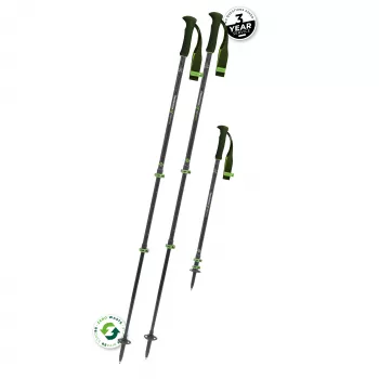Komperdell Carbon EVO Zero teleskopinės trekingo lazdos, anglies pluošto vamzdis su titanalio apatine dalimi, Powerlock 3.0, Trek Foam 150 putų rankena, keičiami Vario ratukai
