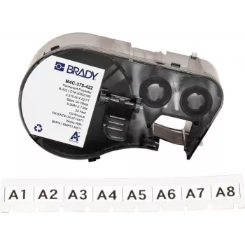 Brady M4C-375-422 savaiminio laminavimo vinilo etikečių kasetė, skirta BMP41/BMP51/BMP53/M511 spausdintuvams, balta, 25,4 mm x 6,4 m
